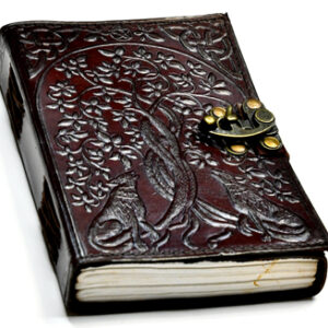 Wolf & Tree of Life leather blank book w/ latch