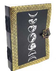 5" x 7" Moon Phase Silver/ Black Embossed leather w/ latch