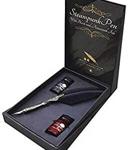 Steampunk Pen with Black & Amaranth Ink calligraphy set