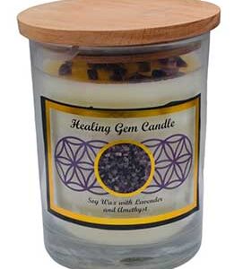 Healing gem stone soy candle