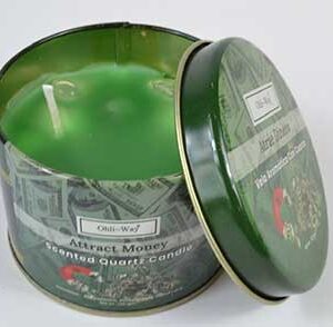 Atrae Dinero (Attract Money) quartz tin candle