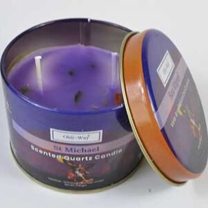 San Miguel (St Michael) quartz tin candle