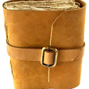 Tan aged looking paper w/ buckle 4 1/2" x 6 1/2" - 240 pages - Unlined