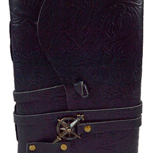 5" x 7" Black Embossed leather w/ key & cord