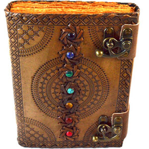 7 Chakra aged looking paper leather w/ latch