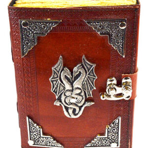 Double Dragon aged looking paper leather w/ latch 4 1/2" x 6 1/2" - Unlined