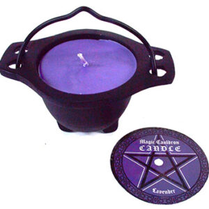Lavender candle in cauldron