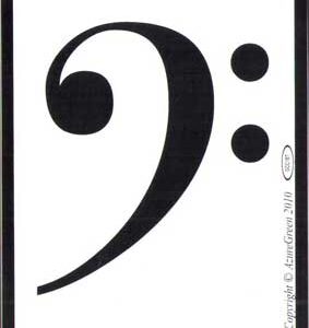 Bass Clef bumper sticker 3 3/4" x 3"