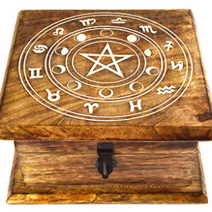7" x 7" x 3 1/2" Zodiac Moon Phase wood box