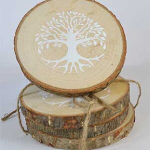 (set of 4) 4" Tree of Life wood coasters