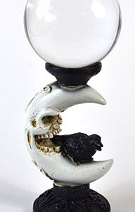 80mm Clear gazing ball with Crescent Moon & Crow