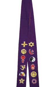 Interfaith Minister's Stole purple/ gold