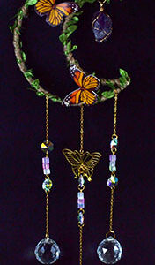 21" Amethyst Moon W Butterfly sun catcher