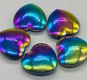 1 3/4" Hematite, Rainbow heart