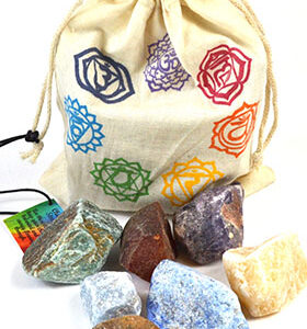 (set of 7) Chakra stones with Bag