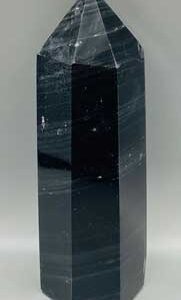 2.1-2.5# Obsidian, Black W silver stripes obelisk