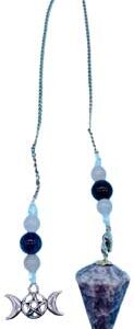 Lepidolite Triple Moon 6 sided pendulum