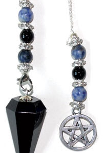 6-sided Black Obsicdian Pentagram pendulum