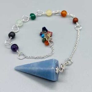 Angelite 7 Chakra 6 sided pendulum