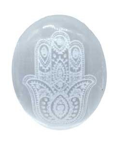 Selenite Fatima Hand palm stone