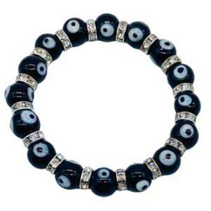8mm Evil Eye, Black bracelet