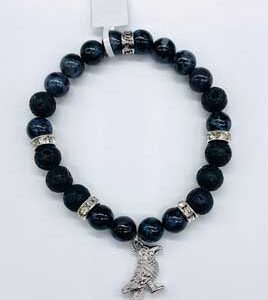 8mm Gabbro, Indigo & Lava bracelet