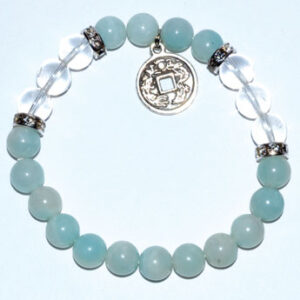 8mm Amazonite/ Quartz with Chinese Coin