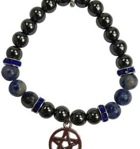 8mm Hematite (man-made)/ Sodalite with Pentagram