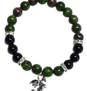 8mm Ruby Zoisite/ Black Onyx with Dragon