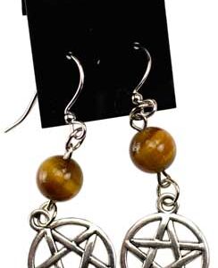 Tiger's Eye Pentagram earrings