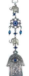 Evil Eye with Hand and Elephants