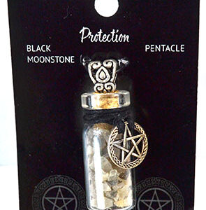 Black Moonstone Chips in Bottle with Pentagram necklace