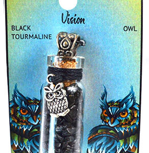 Black Torrmaline Chips in Bottle with Owl necklace