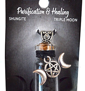 Shungite Chips in Bottle with Triple Moon necklace