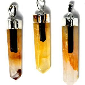 Golden Qtz w tourmaline pendant