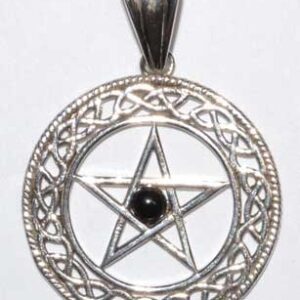 Pentacle black obsidian pendant