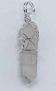 (set of 5) Quartz W Tourmaline wire wrapped point