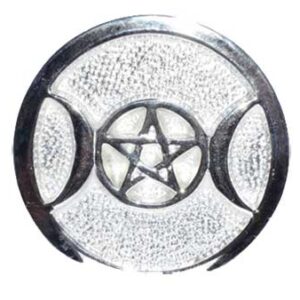 Silver Plated Brass Triple Moon altar tile 3 1/2"