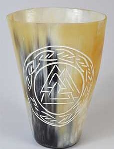 4" Norse Valknut buffalo horn mug