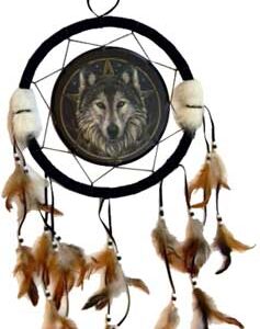 Wolf dream catcher 13"