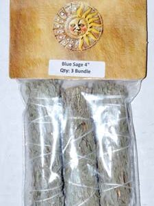 (set of 3) Blue Sage smudge stick 4"