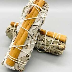 4" White Sage & Cinnamon smudge stick