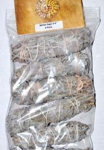 (set of 6) White Sage smudge stick 3"+