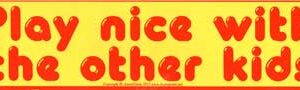 Play Nice with the Other Kids bumper sticker - 11" by 3"