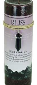 Bliss pillar candle with Black Obsidian pendant